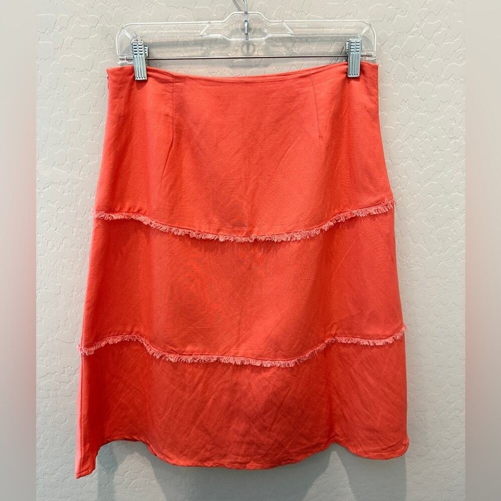 LINEA DONNA | Vintage Y2K Coral Linen Blend Midi Skirt | Size Small - Picture 3 of 6